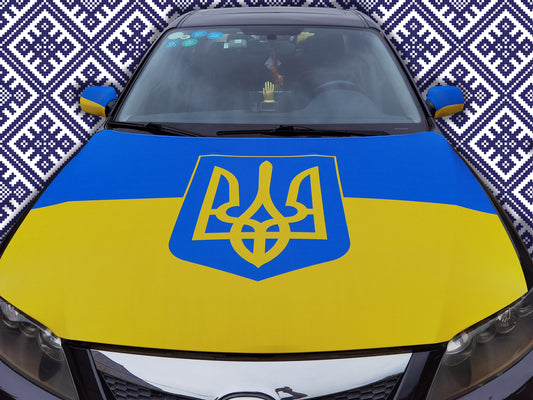Ukraine Trizub Car Hood and Rear View Mirror Cover